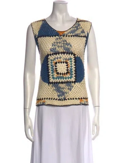 Pre-owned Bode Graphic Print Scoop Neck Top In Multicolor