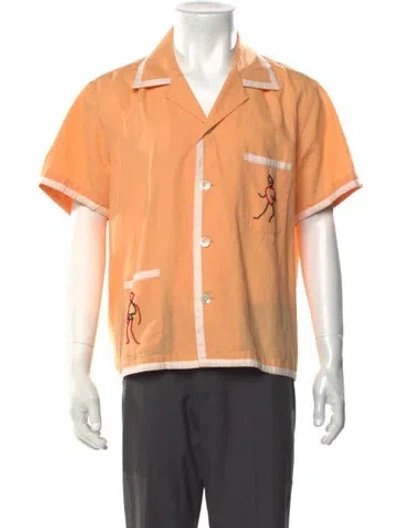 Pre-owned Bode Graphic Print Short Sleeve Dress Shirt In Orange