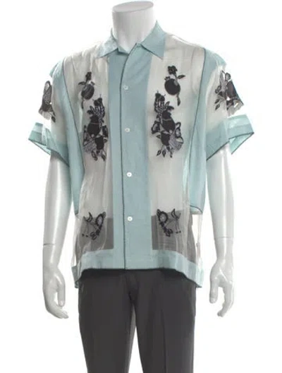 Pre-owned Bode Graphic Print Short Sleeve Shirt In Blue