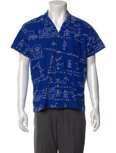 Pre-owned Bode Graphic Print Short Sleeve Shirt In Blue
