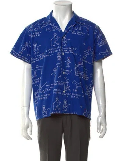 Pre-owned Bode Graphic Print Short Sleeve Shirt In Blue