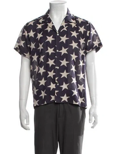 Pre-owned Bode Graphic Print Short Sleeve Shirt In Blue