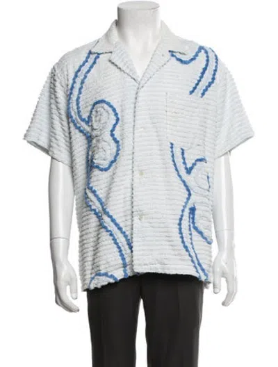 Pre-owned Bode Graphic Print Short Sleeve Shirt In Blue