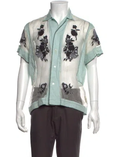 Pre-owned Bode Graphic Print Short Sleeve Shirt In Green