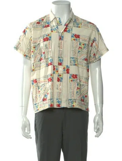 Pre-owned Bode Graphic Print Short Sleeve Shirt In Green