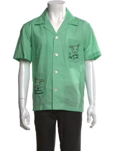 Pre-owned Bode Graphic Print Short Sleeve Shirt In Green