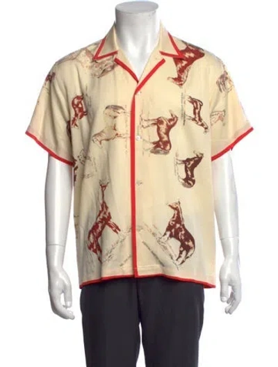Pre-owned Bode Graphic Print Short Sleeve Shirt In Neutrals