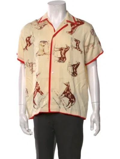 Pre-owned Bode Graphic Print Short Sleeve Shirt In Neutrals