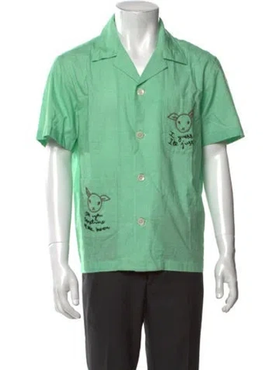 Pre-owned Bode Graphic Print Short Sleeve Shirt W/ Tags In Green