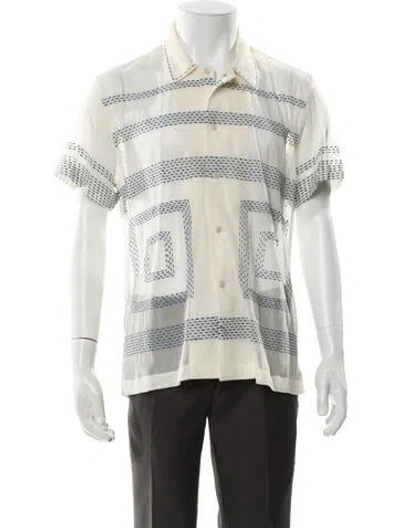 Pre-owned Bode Graphic Print Short Sleeve Shirt In White
