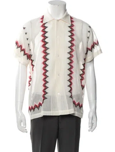 Pre-owned Bode Graphic Print Short Sleeve Shirt In White