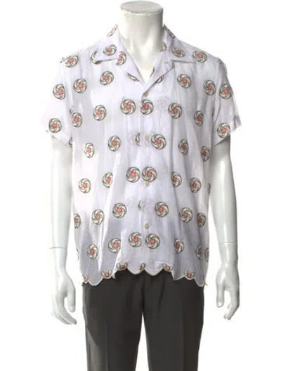 Pre-owned Bode Graphic Print Short Sleeve Shirt In White