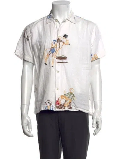 Pre-owned Bode Graphic Print Short Sleeve Shirt In White