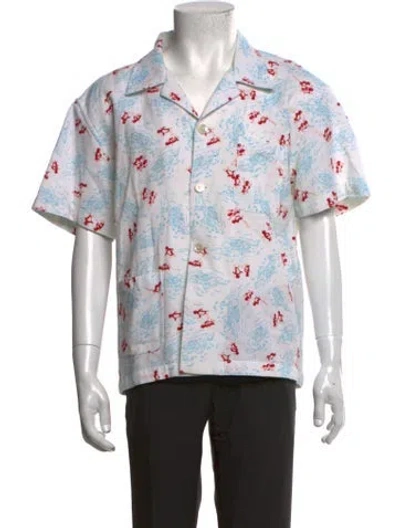 Pre-owned Bode Graphic Print Short Sleeve Shirt In White