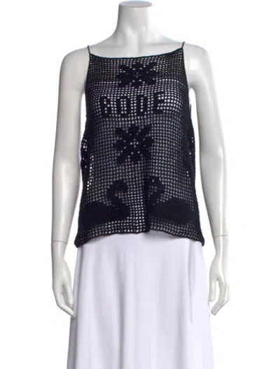 Pre-owned Bode Graphic Print Square Neckline Top In Black