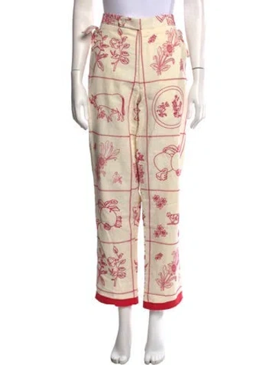 Pre-owned Bode Graphic Print Straight Leg Pants In Multicolor