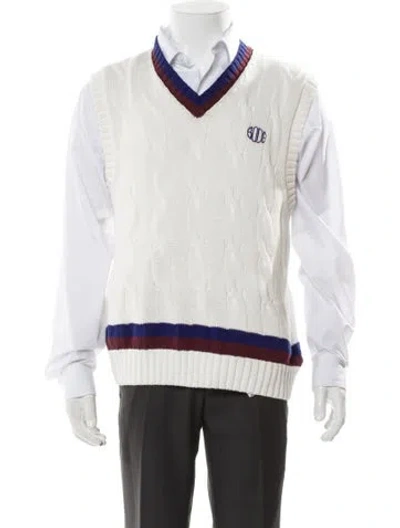 Pre-owned Bode Graphic Print V-neck Sweater Vest In White