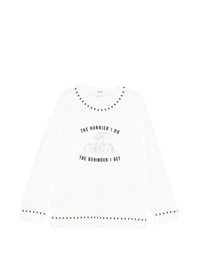 Bode Graphic-print Whipstitch-trim Sweater In White