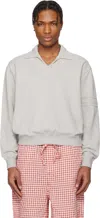 Bode Long Sleeve Polo Shirt In Gray
