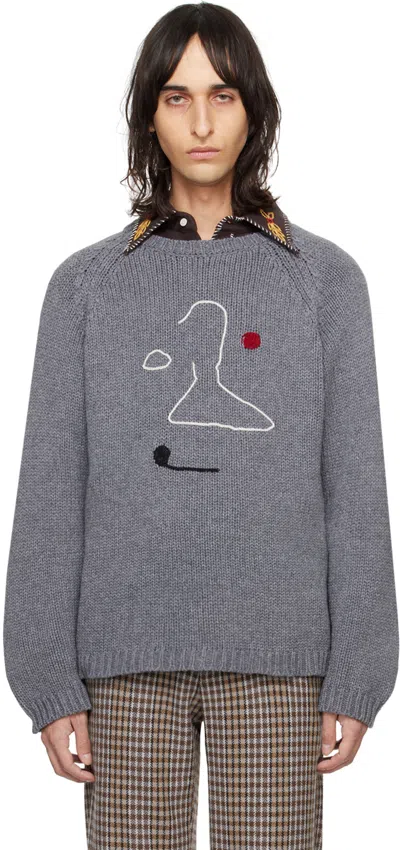 Bode Gray Doodle Sweater In Grey 50