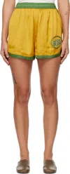 Bode Green & Yellow Satin Gym Shorts In Ylgrn Yellow Green