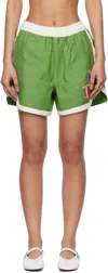 Bode Green Euro Gym Shorts In Grnwt Green White