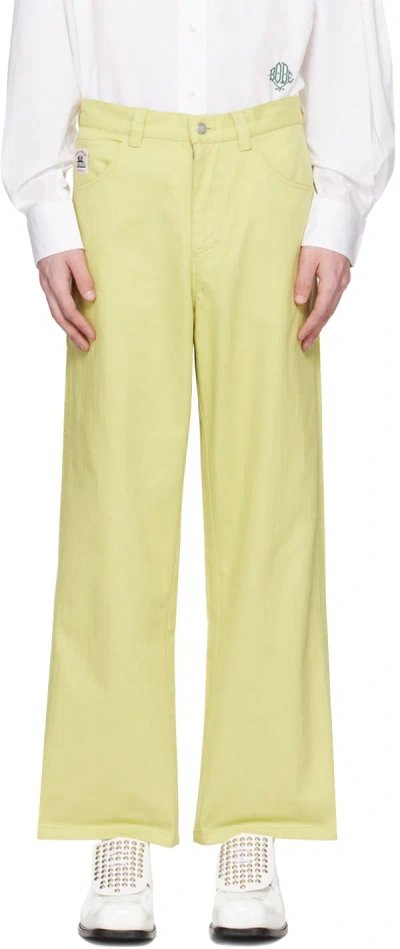 Bode Brook Cotton Canvas Wide-leg Pants In Green