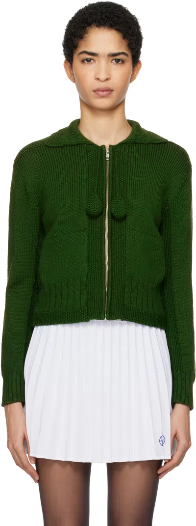 Bode Green Marion Tassel Cardigan In Green Green