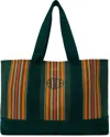 Bode Green Parakeet Stripe Tote In Green Multi