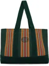 Bode Green Parakeet Stripe Tote In Grmlt Green Multi