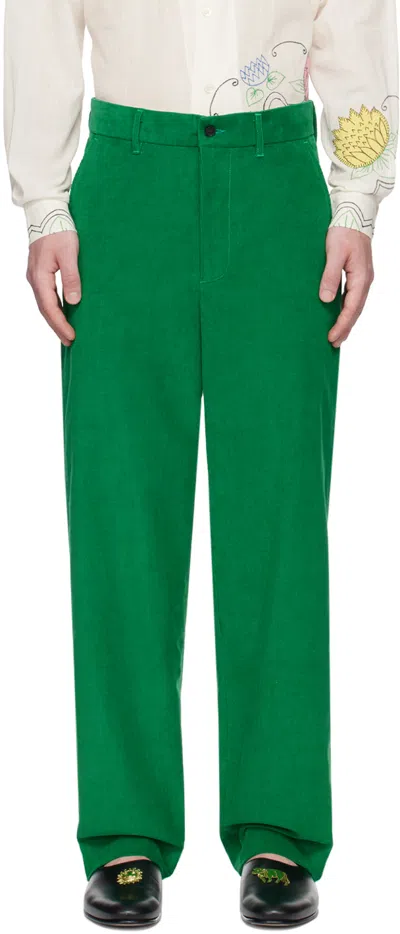 Bode Green Standard Trousers In Green Green