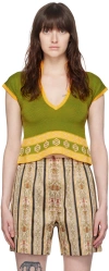 Bode Wellfleet Cotton Jacquard Polo Sweater In Green Green