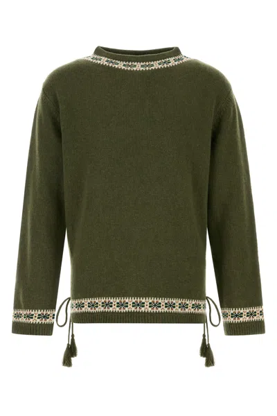Bode Men Green Wool Moritz Sweater