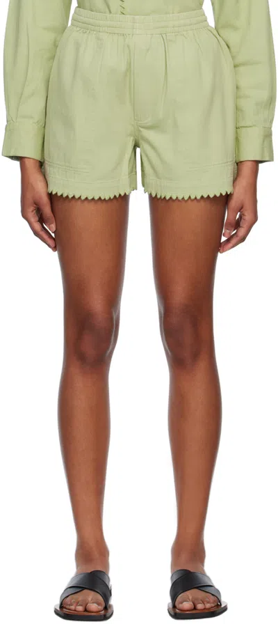 Bode Green Zig-zag Shorts In Mint