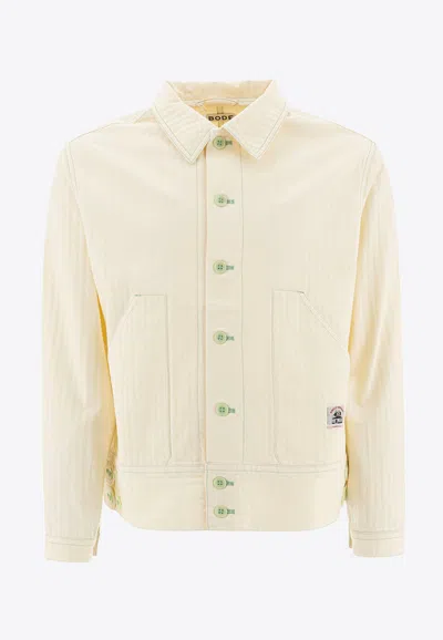 Bode Greenskeeper Knolly Brook Denim Jacket In White