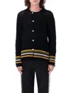Bode Black Harbor Stripe Cardigan In Black Multi