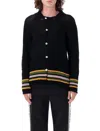 Bode Black Harbor Stripe Cardigan In Black Multi