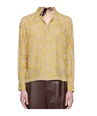 Bode Yellow Haralayne Shirt In Ocre
