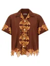 Bode Leaf-print Scalloped Shirt In Brown