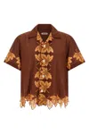 Bode Leaf-print Scalloped Shirt In Brown