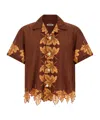 Bode Leaf-print Scalloped Shirt In Brown