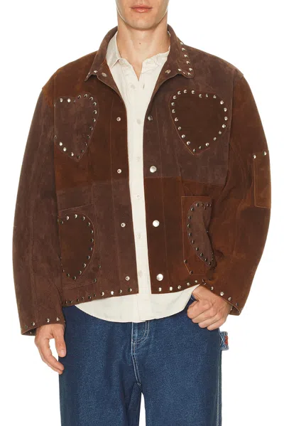 Bode Hearts Welding Jacket In Brown