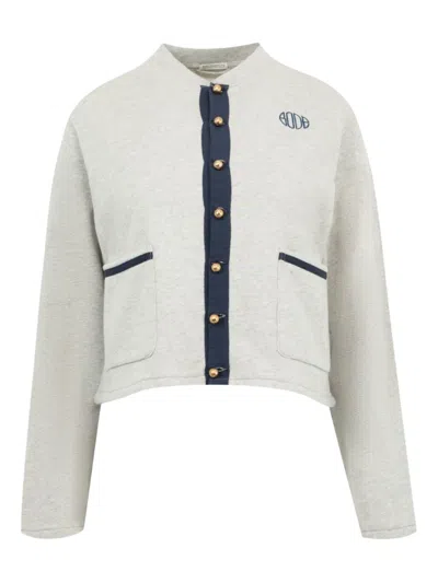 Bode Heathered Embroidered Cardigan In White