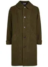 Bode Hedgerow Polka Dot-jacquard Wool Coat In Brown