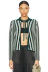 Bode Hogan Stripe Cardigan In Green Multi