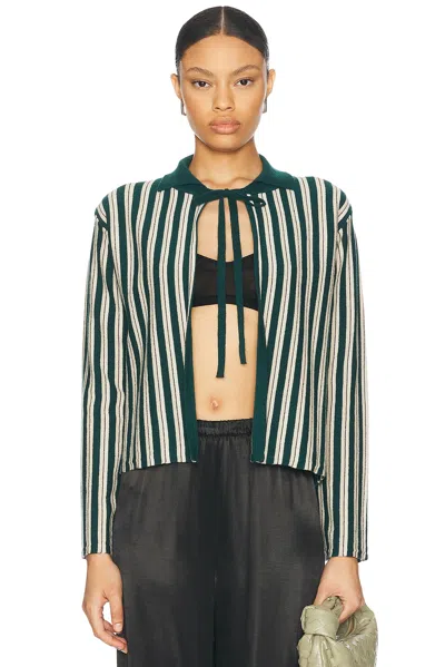 Bode Hogan Stripe Cardigan In Green Multi