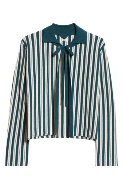 Bode Hogan Stripe Wool & Cashmere Cardigan In Green Multi