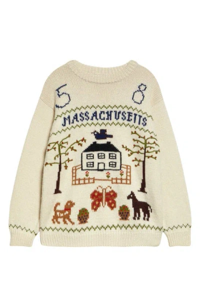Bode Homestead Sampler Wool Sweater In Cream