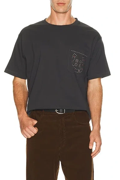 Bode Horseshoe Stud Pocket Tee In Black