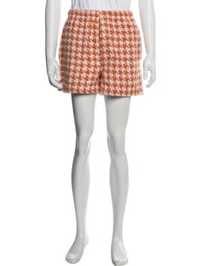 Pre-owned Bode Houndstooth Print Shorts In Orange